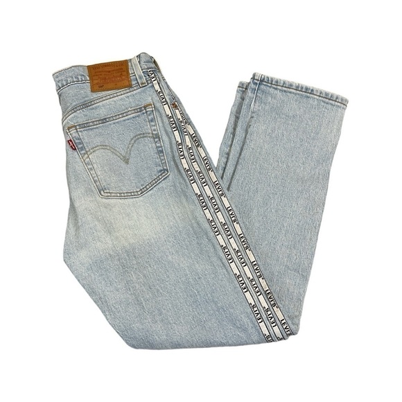 Levi Premium 501 Original Sport Stripe Cropped Jeans. Blue Size 27 #785 - Picture 4 of 12